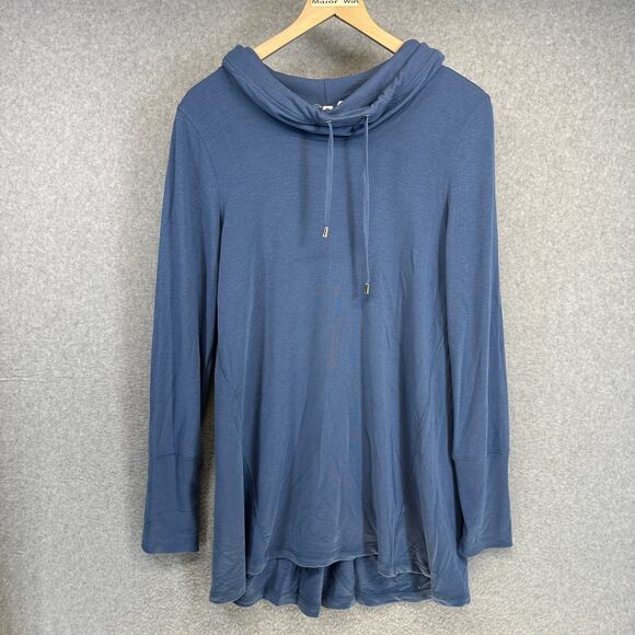 Cable & Gauge Sweater Medium Blue Viscose Blend Cowl Neck Long Sleeve Pullover - Picture 1 of 16